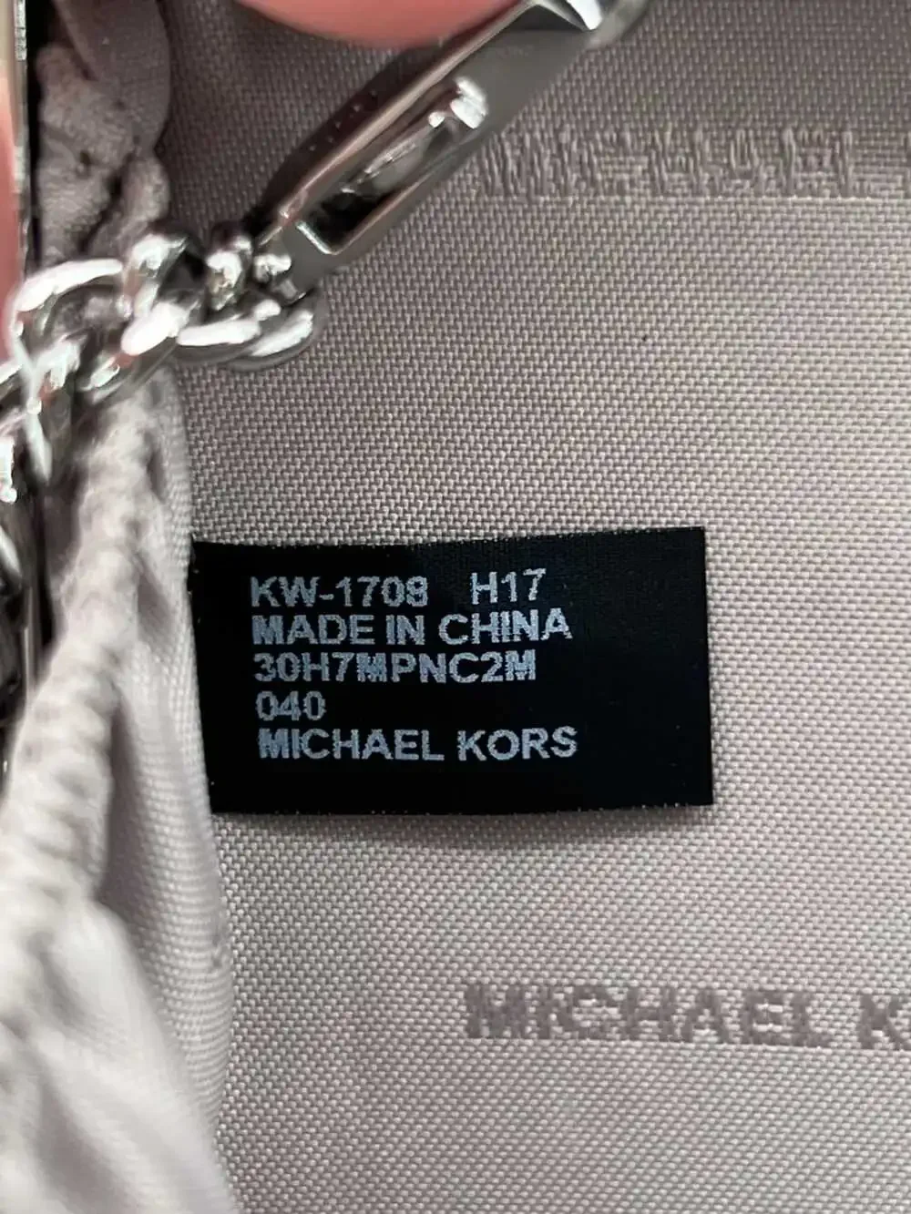 Michael Kors Metallic Silver Clutch | Textured Textile, Chain Strap, OS